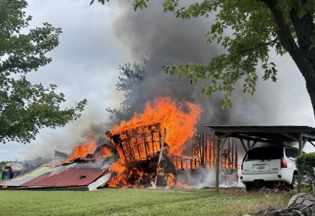 Fire consumes unoccupied farmhouse in Lyon County